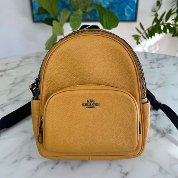 NWT COACH Mini Court Backpack Buttercup Yellow Pebble Leather main image 6